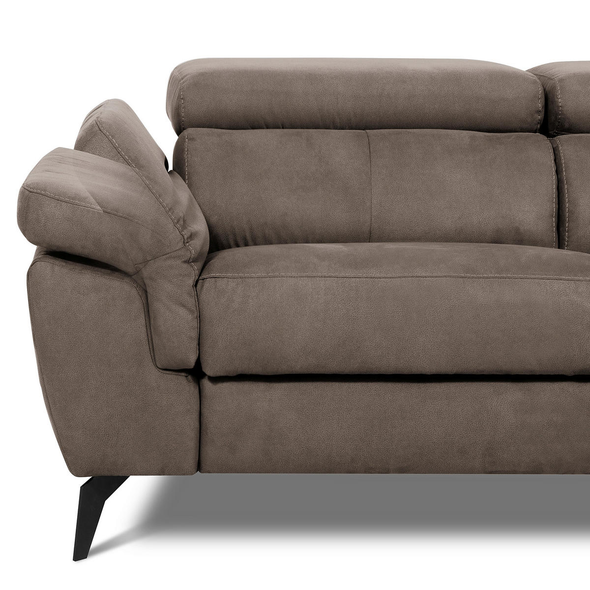 ECKSOFA SONO in Lederlook Braun Bettkasten, Armteilverstellung, Kopfteilverstellung  265/210 cm  - Schwarz/Braun, Design, Textil/Metall (265/210cm) - Livetastic