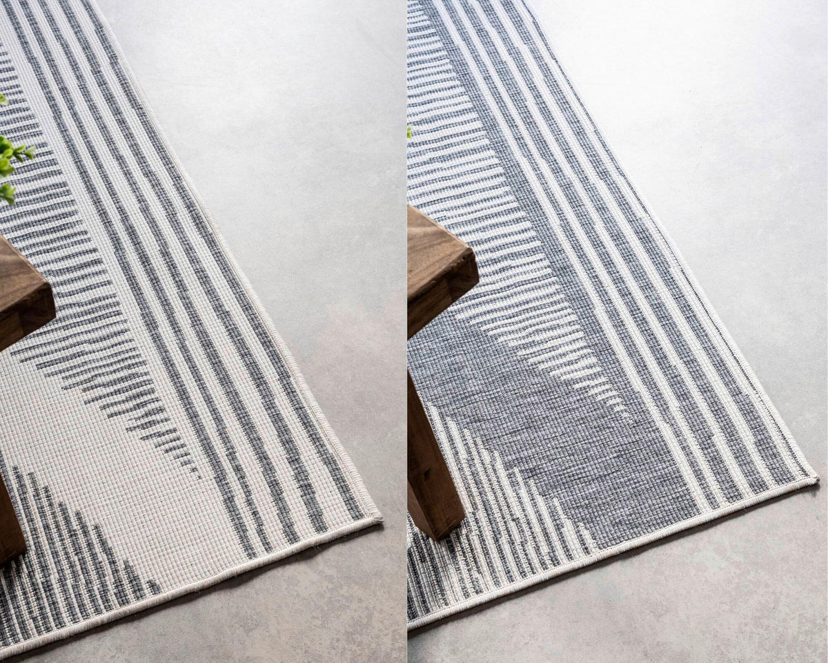 OUTDOORTEPPICH 80/150 cm Gemini Silberfarben, Weiß  - Silberfarben/Weiß, Design, Kunststoff (80/150cm)