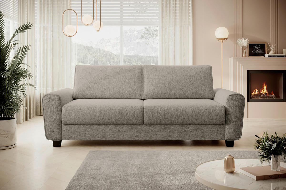 SCHLAFSOFA in Textil Hellbraun  - Hellbraun/Schwarz, Design, Kunststoff/Textil (203/69-82/99cm) - Welnova