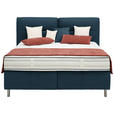 BOXSPRINGBETT 180/200 cm  in Blau  - Blau/Alufarben, KONVENTIONELL, Textil/Metall (180/200cm) - Dieter Knoll