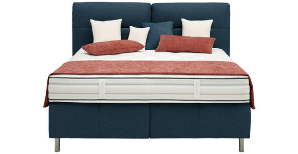 BOXSPRINGBETT 180/200 cm  in Blau  - Blau/Alufarben, KONVENTIONELL, Textil/Metall (180/200cm) - Dieter Knoll