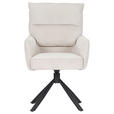 ARMLEHNSTUHL  Stoffauswahl, Sitzfläche 360° drehbar, automatische Rückholfunktion Cord  - Beige/Schwarz, Design, Textil/Metall (60/95/62cm) - Novel