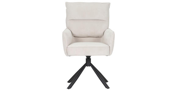 ARMLEHNSTUHL  Stoffauswahl, Sitzfläche 360° drehbar, automatische Rückholfunktion Cord  - Beige/Schwarz, Design, Textil/Metall (60/95/62cm) - Novel