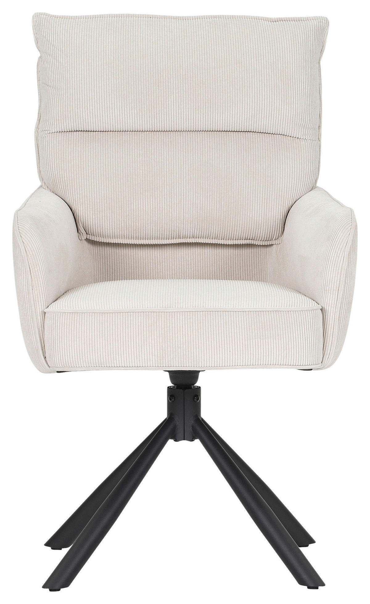 ARMLEHNSTUHL  Stoffauswahl, Sitzfläche 360° drehbar, automatische Rückholfunktion Cord  - Beige/Schwarz, Design, Textil/Metall (60/95/62cm) - Novel