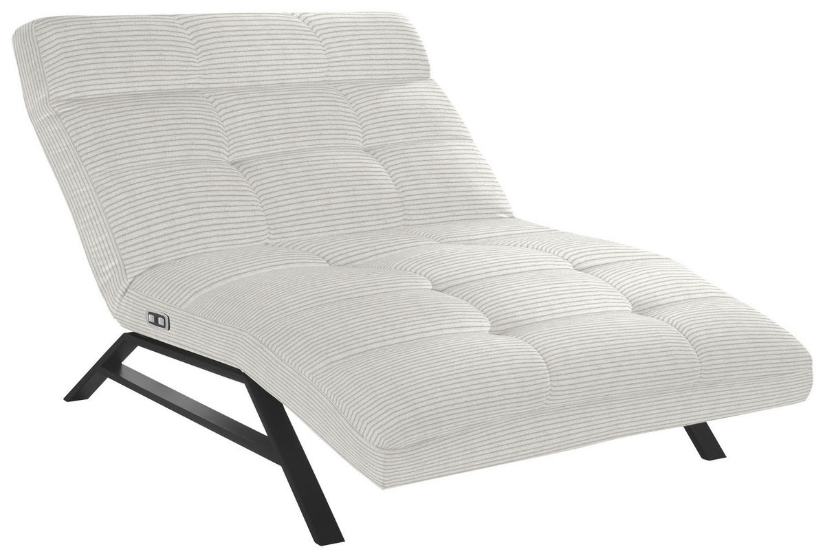 RELAXLIEGE in Cord Weiss  - Weiss/Schwarz, Design, Textil/Metall (120/54-113/158-198cm) - Pure Home Lifestyle