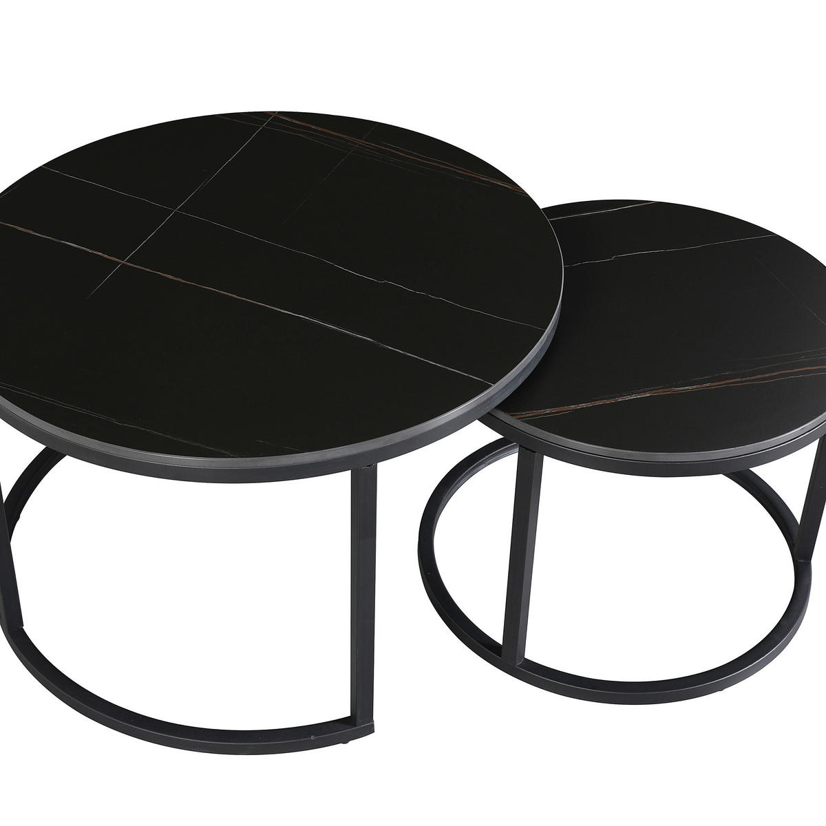 COUCHTISCH in Metall, Stein 68/68/43 cm  - Schwarz, KONVENTIONELL, Stein/Metall (68/68/43cm) - MID.YOU