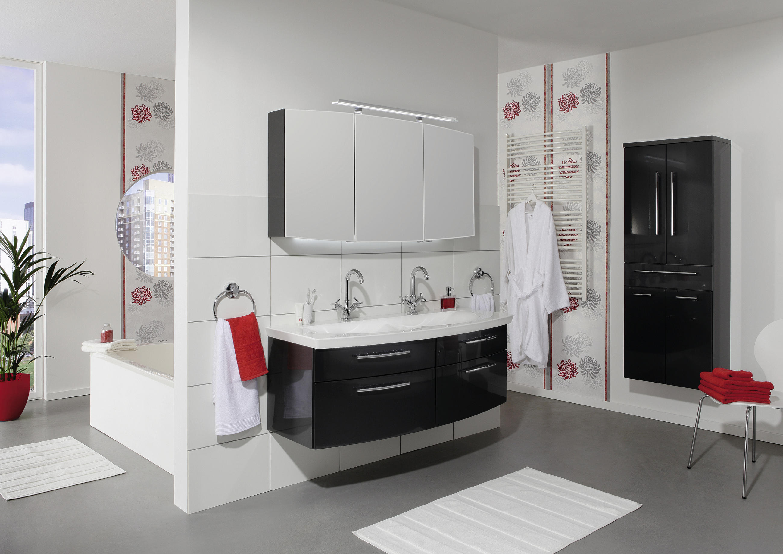 HOCHSCHRANK 60/162,8/33 cm  - Chromfarben/Anthrazit, Design, Glas/Holzwerkstoff (60/162,8/33cm) - Novel