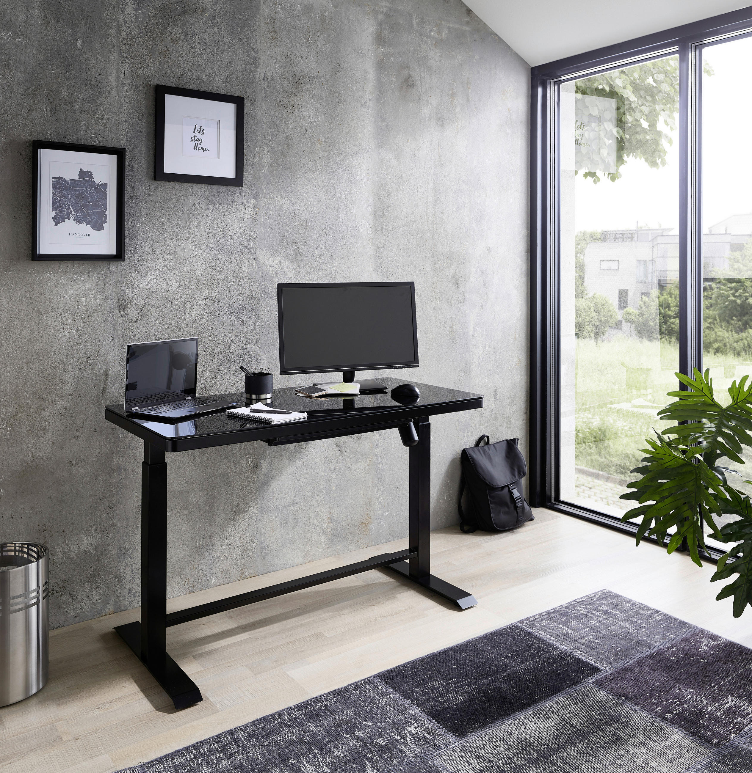PISAĆI STOL  crna  metal, staklo  - crna, Moderno, staklo/metal (120/72/120/60cm)