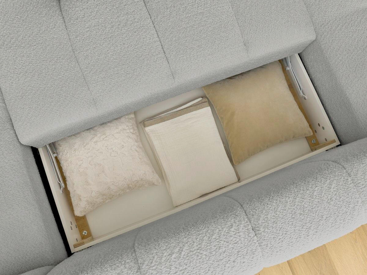 WOHNLANDSCHAFT  FUJI  Hellgrau Bouclé  - Hellgrau/Schwarz, MODERN, Kunststoff/Textil (204/377/160cm)