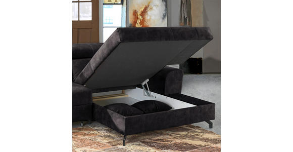 ECKSOFA in Velours Graphitfarben  - Schwarz/Graphitfarben, Design, Textil/Metall (267/181cm) - Carryhome