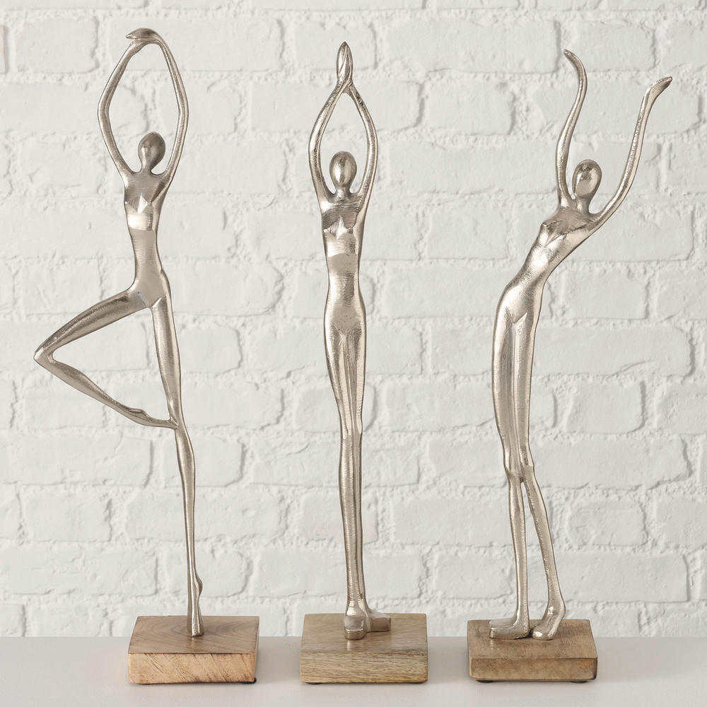SKULPTUR - silver/naturfärgad, Basics, metall/trä (10/10/52cm)