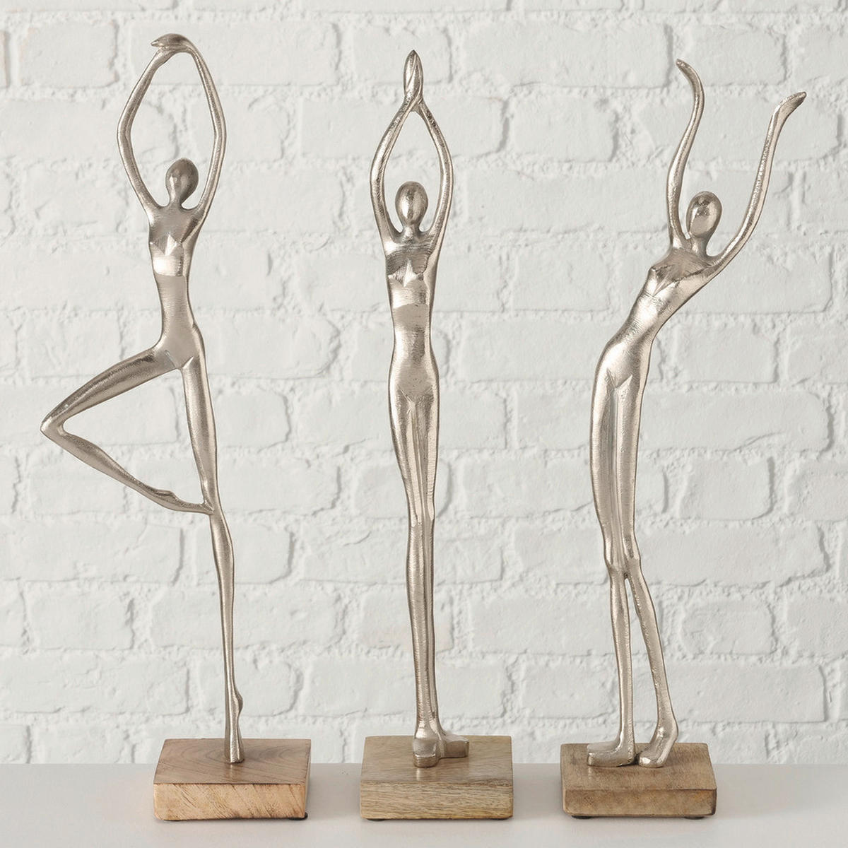 SKULPTUR - silver/naturfärgad, Basics, metall/trä (10/10/52cm)