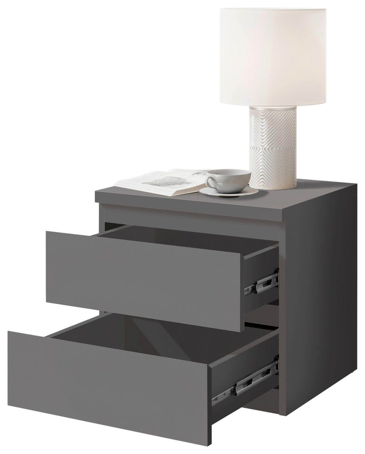 NACHTSCHRANK 45/43,6/38 cm  - Graphitfarben/Schwarz, Basics, Holzwerkstoff/Kunststoff (45/43,6/38cm) - MID.YOU
