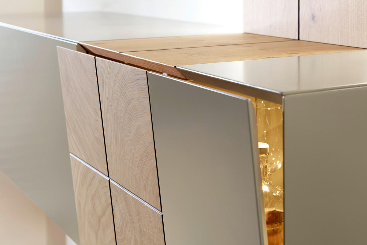 WOHNWAND  in Taupe, Eichefarben  286/190/42 cm  - Taupe/Eichefarben, Design, Holz/Holzwerkstoff (286/190/42cm) - Ambiente