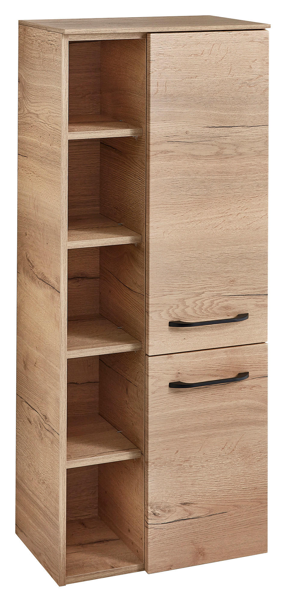 MIDISCHRANK 50/121/33 cm  - Eichefarben, Design, Glas/Holzwerkstoff (50/121/33cm) - Sadena