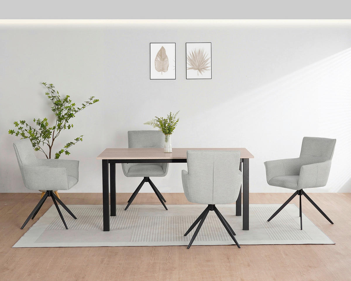 ESSTISCH 160/90/76 cm Nachbildung  Metall, Holzwerkstoff gastro- und objekttauglich rechteckig Eichefarben  - Eichefarben/Schwarz, MODERN, Holzwerkstoff/Metall (160/90/76cm) - MID.YOU