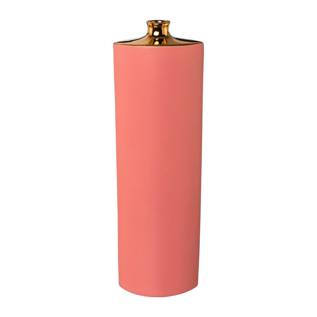 VASE 41 cm  - Goldfarben/Rosa, Trend, Keramik (12,5/41/7cm)