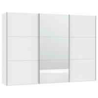 SCHWEBETÜRENSCHRANK  in Weiß  - Edelstahlfarben/Weiß, Design, Glas/Holzwerkstoff (303/215/65cm) - Carryhome