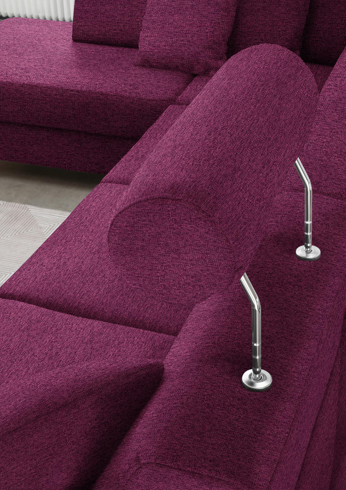 WOHNLANDSCHAFT  in Webstoff Lila  - Lila/Schwarz, Design, Holz/Textil (198/296/165cm) - Xora