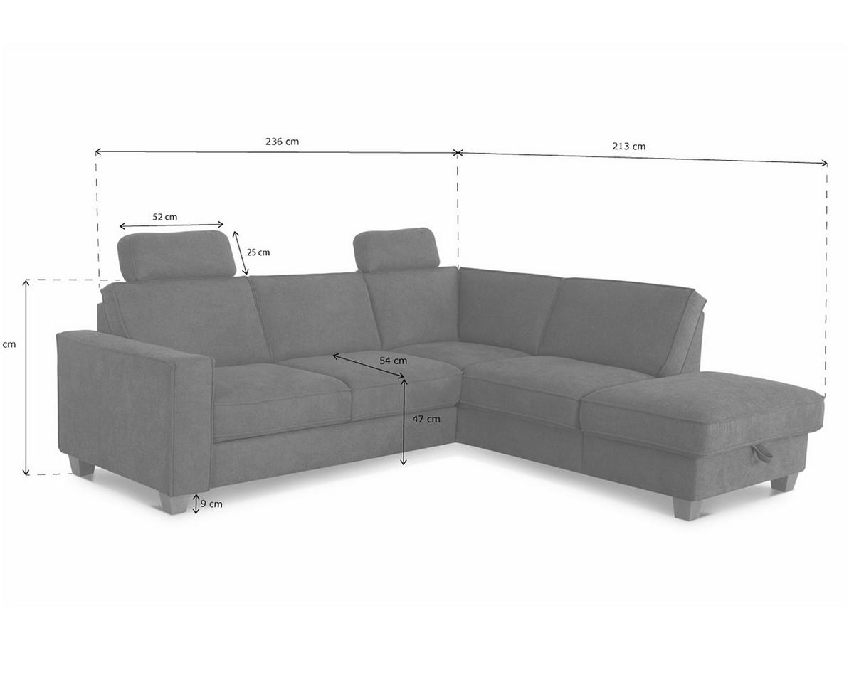 ECKSOFA in Flachgewebe Taupe  - Taupe/Eichefarben, Konventionell, Holz/Textil (236/213cm) - Sit & More