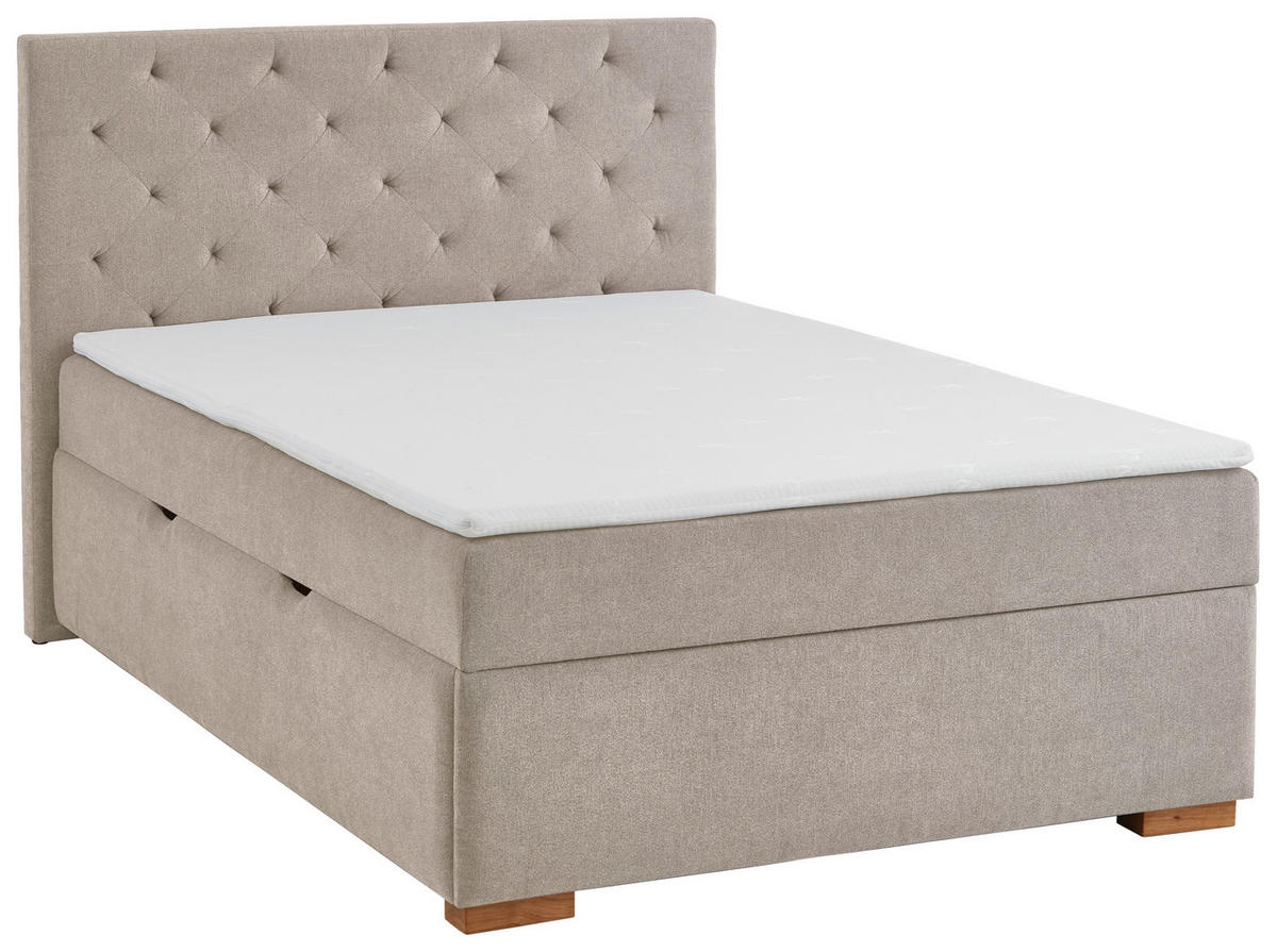 BOXBETT 140/200 cm  in Creme  - Eichefarben/Creme, Basics, Holz/Textil (140/200cm) - Boxxx