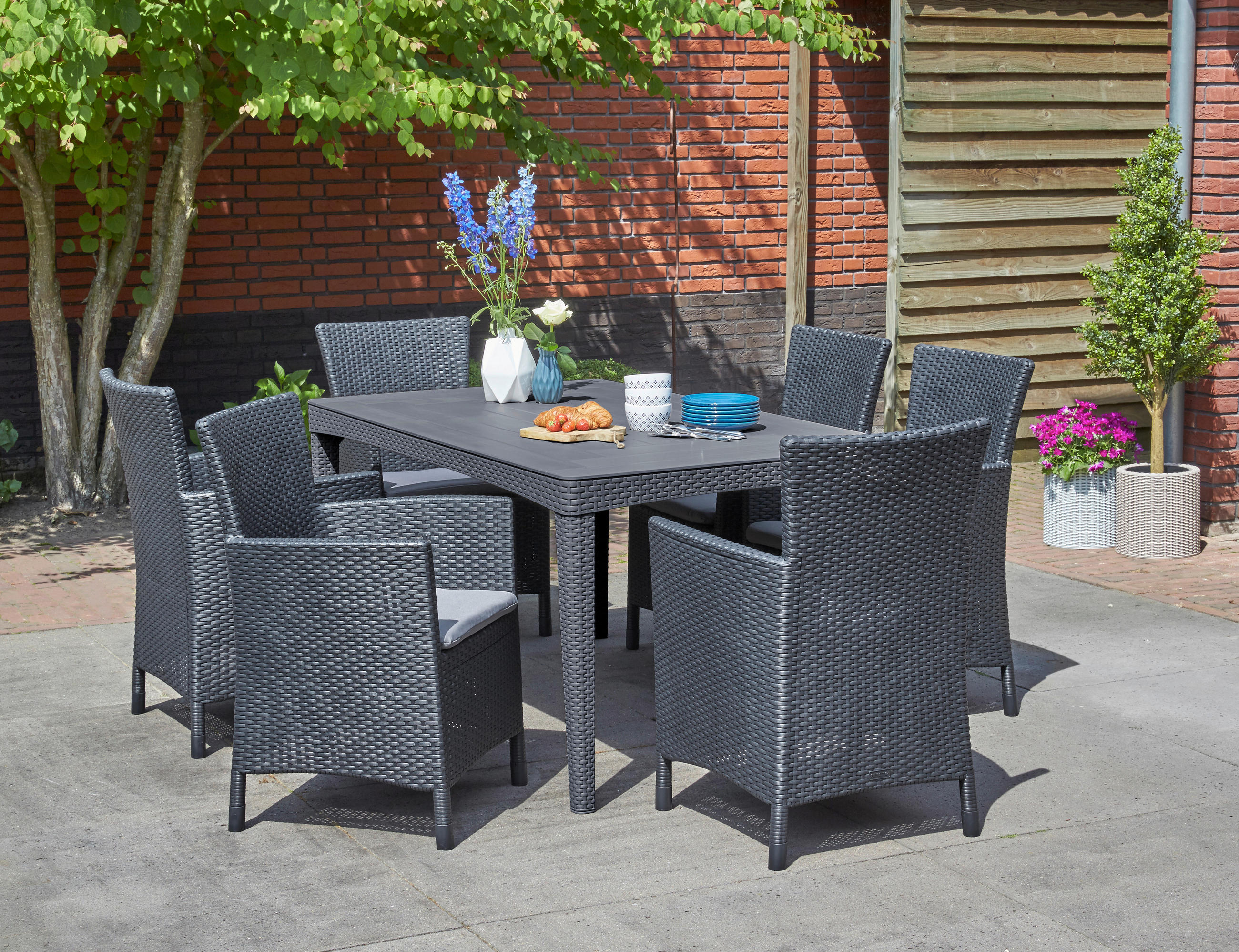 GARTENTISCH Kunststoff Graphitfarben rechteckig  - Graphitfarben, Design, Kunststoff (160/74/90cm) - Ambia Garden