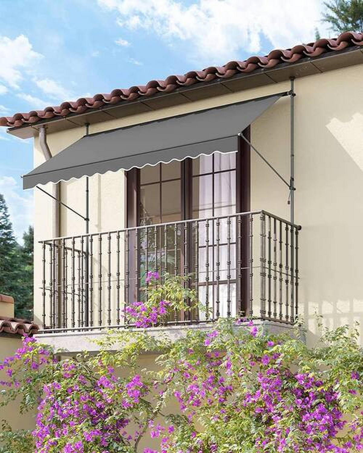 MARKÍZA  - antracitová/hliníková, Basics, kov/textil (180/300cm) - Modante