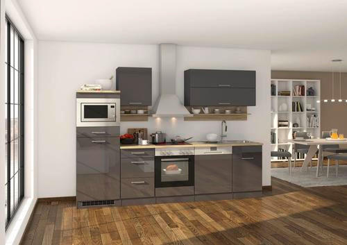 KÜCHENBLOCK 280 cm in Anthrazit - Eichefarben/Anthrazit, MODERN, Holzwerkstoff (280cm) - Held