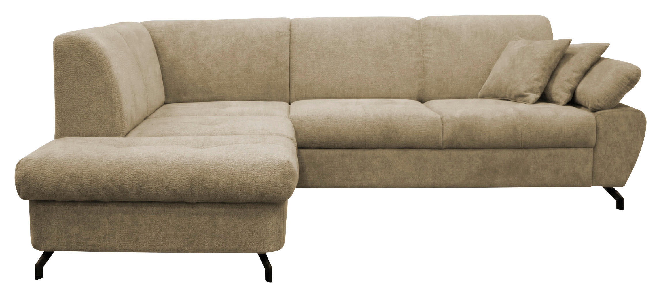 ECKSOFA CORA in Chenille Beige  198/261 cm  - Beige/Schwarz, Design, Textil/Metall (198/261cm) - MID.YOU