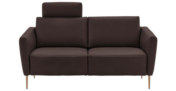 2-SITZER-SOFA  in Echtleder Dunkelbraun   - Eichefarben/Dunkelbraun, Natur, Leder/Holz (182/86/87cm) - Valnatura