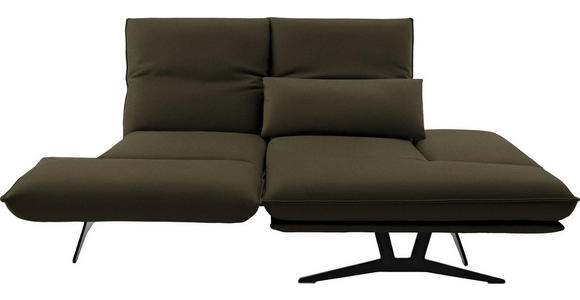 ECKSOFA in Echtleder Olivgrün  - Schwarz/Olivgrün, Design, Leder/Metall (210/130cm) - Dieter Knoll