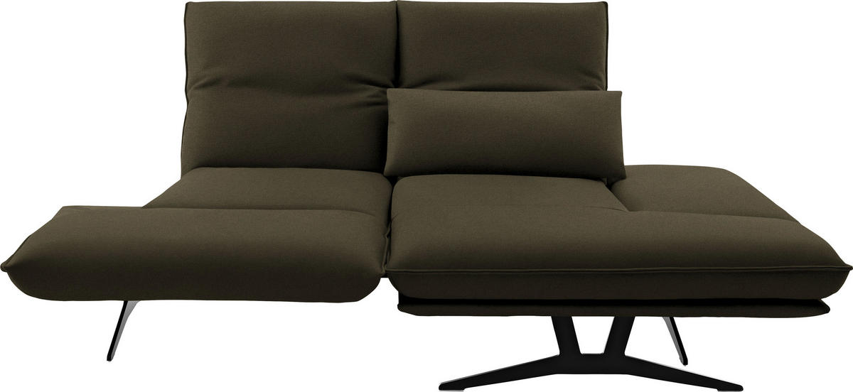 ECKSOFA in Echtleder Olivgrün  210/130 cm  - Schwarz/Olivgrün, Design, Leder/Metall (210/130cm) - Dieter Knoll