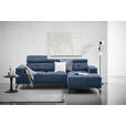 ECKSOFA in Chenille Blau  - Blau/Schwarz, KONVENTIONELL, Textil/Metall (264/178cm) - Hom`in