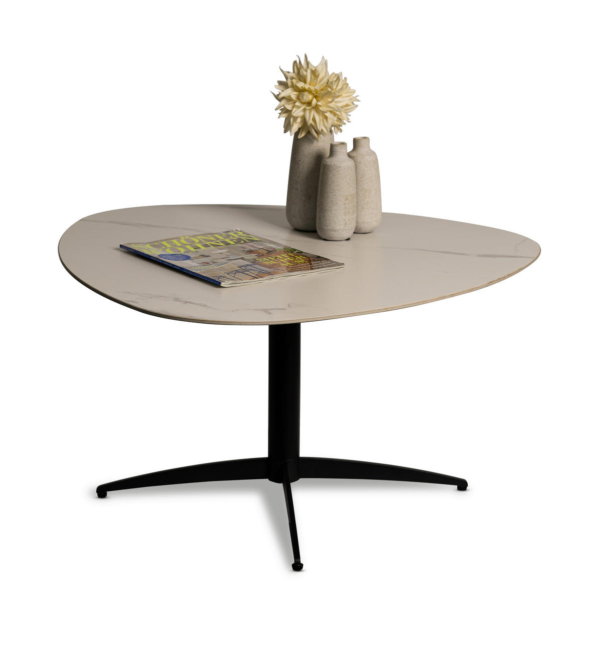 COUCHTISCH 40/40/35 cm Freiform Schwarz, Weiß  - Schwarz/Weiß, Design, Stein/Metall (40/40/35cm) - Xora