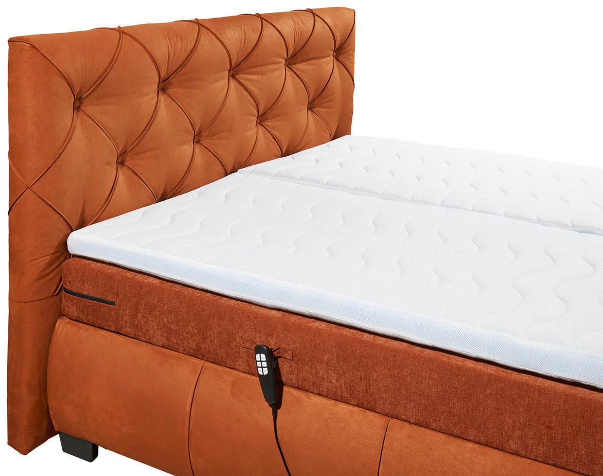 KONTINENTALSÄNG 180/200 cm  i cognacfärgad  - cognacfärgad/svart, Modern, trämaterial/textil (180/200cm) - MID.YOU