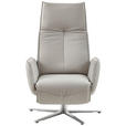 RELAXSESSEL in Leder Hellgrau  - Edelstahlfarben/Hellgrau, Design, Leder (71/114/84cm) - Johann Jakob
