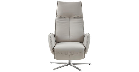 RELAXSESSEL in Leder Hellgrau  - Edelstahlfarben/Hellgrau, Design, Leder (71/114/84cm) - Johann Jakob