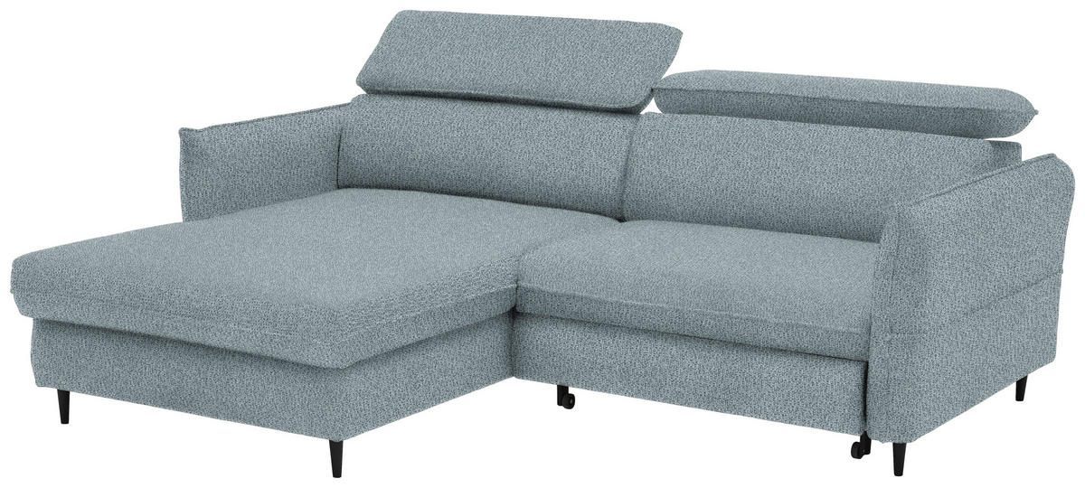 ECKSOFA inkl. Funktionen Graublau Flachgewebe  - Graublau/Schwarz, Design, Holz/Textil (185/232cm) - Stylife