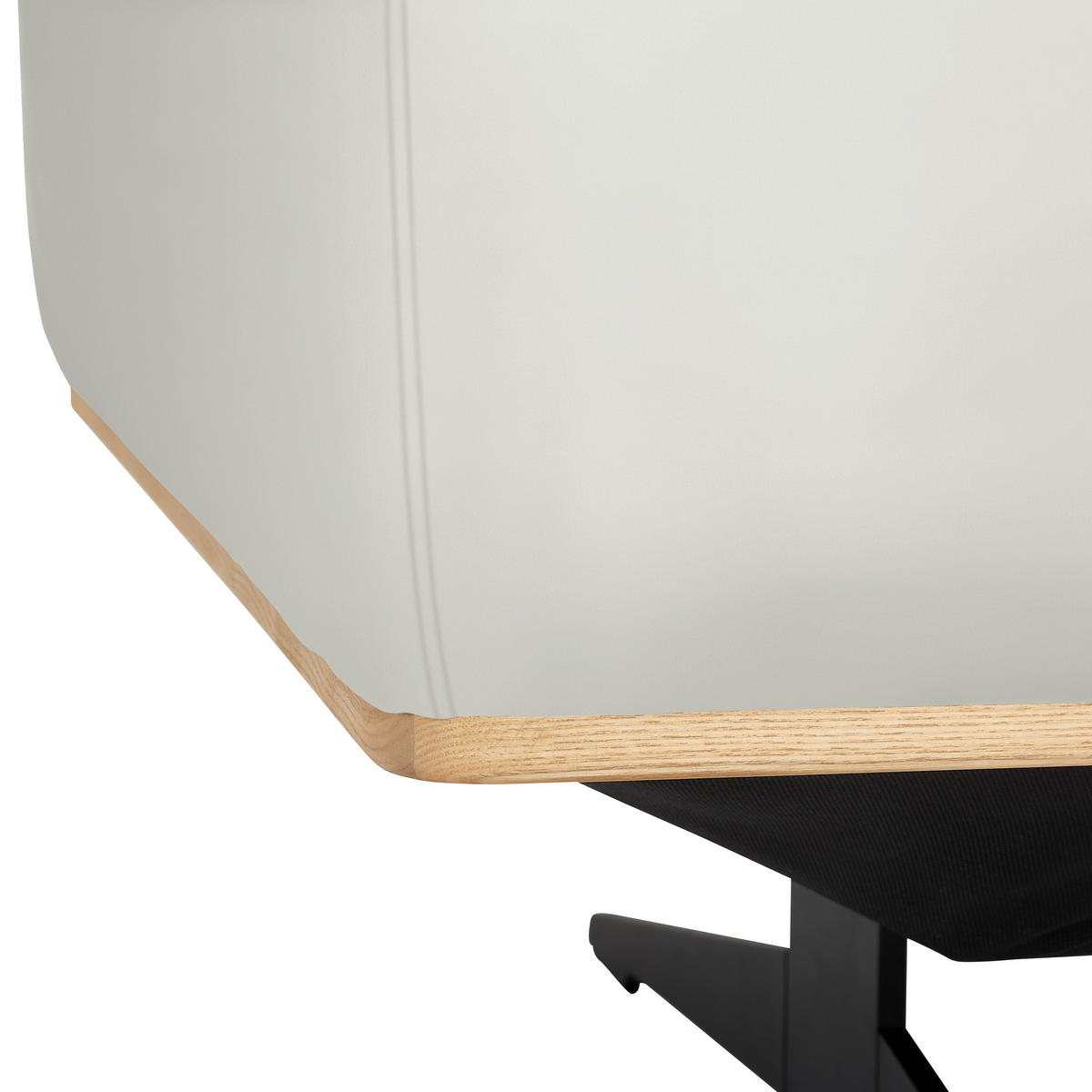 ECKSOFA in Echtleder Weiss  - Weiss/Eichefarben, Design, Leder/Holz (305/163cm) - Novel
