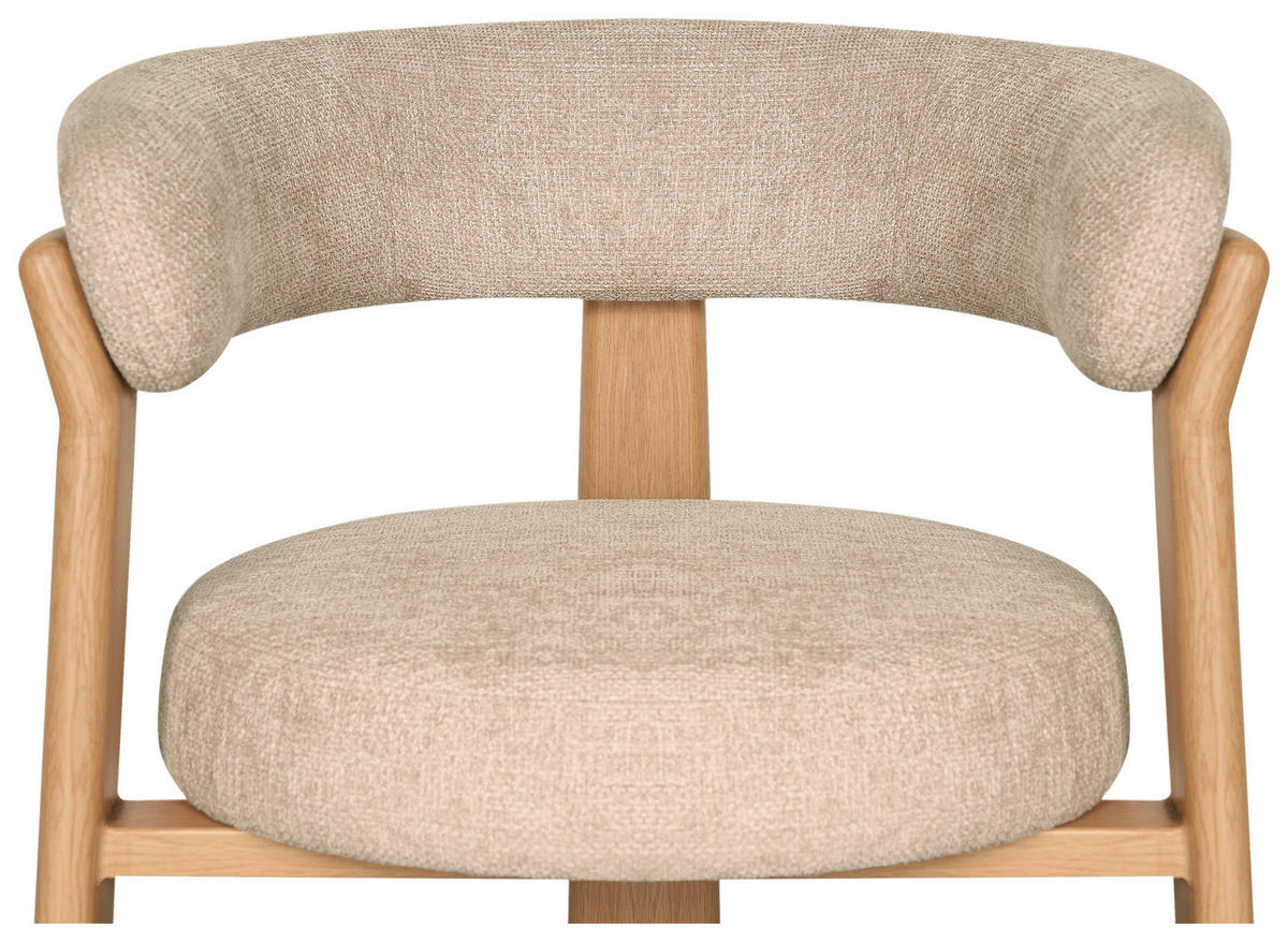ARMLEHNSTUHL   Webstoff  Eichefarben, Beige  - Eichefarben/Beige, MODERN, Textil/Metall (62/74/56,5cm) - Livetastic