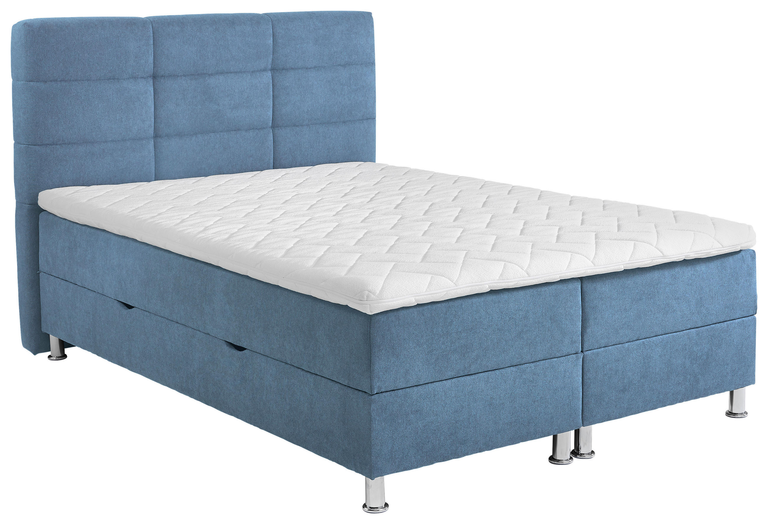 BOXBETT 140/200 cm  in Blau  - Chromfarben/Blau, KONVENTIONELL, Textil/Metall (140/200cm) - Carryhome