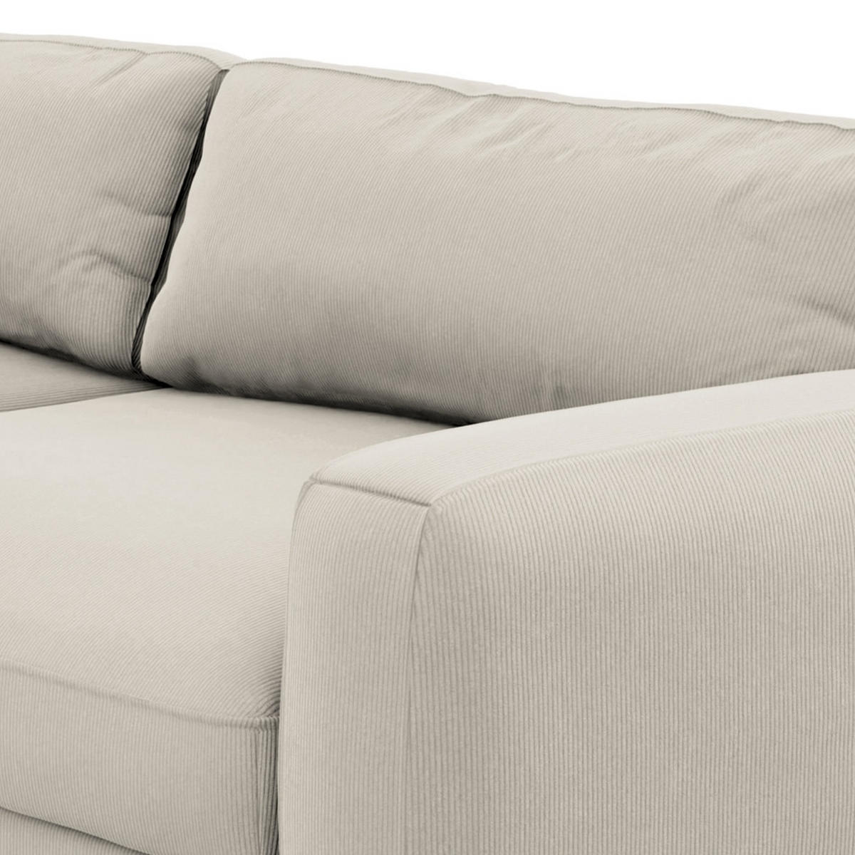 BIGSOFA in Cord Grau  - Schwarz/Grau, Modern, Kunststoff/Textil (264/84/125cm) - Trendmanufaktur