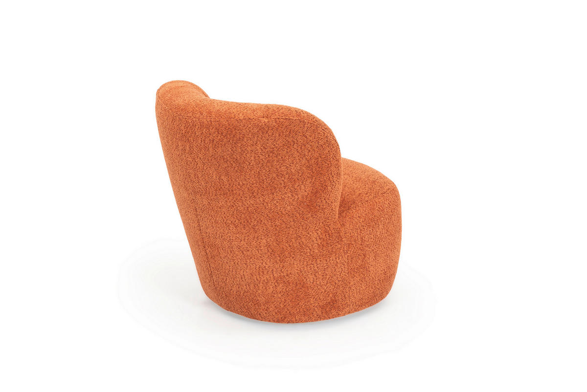 DESIGNSESSEL in Teddystoff Cognac  - Cognac, Design, Textil (73/76/80cm) - Welnova