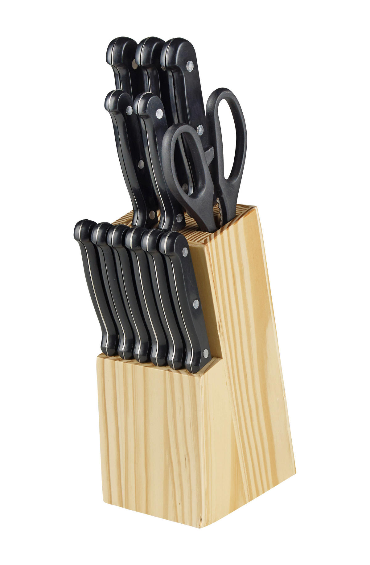 MESSERBLOCK 13-teilig  - Edelstahlfarben/Schwarz, Basics, Holz/Kunststoff - Boxxx