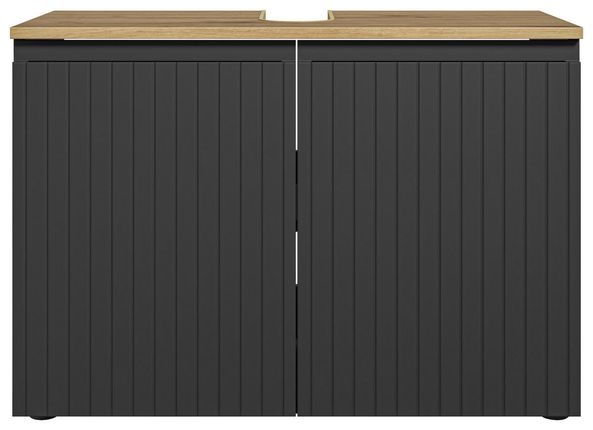 WASCHBECKENUNTERSCHRANK 80/57/36 cm  - Eichefarben/Schwarz, MODERN, Holzwerkstoff/Kunststoff (80/57/36cm) - MID.YOU