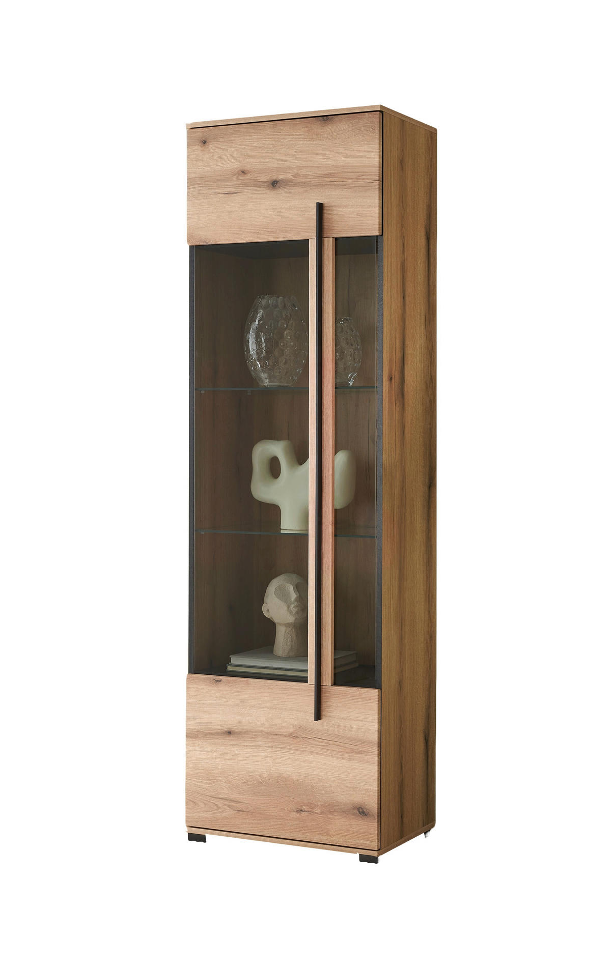 VITRINE  in Eichefarben  - Eichefarben/Schwarz, Design, Glas/Holzwerkstoff (60/200/37cm) - Livetastic