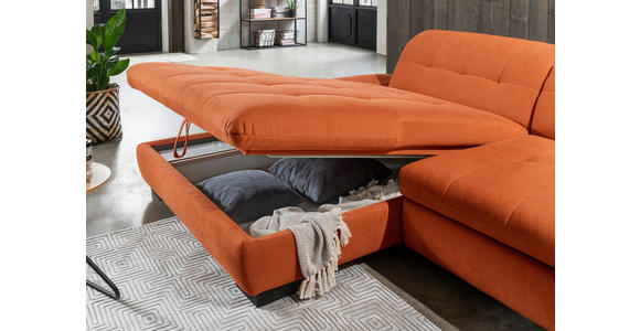 ECKSOFA in Mikrofaser Orange  - Schwarz/Orange, Design, Textil/Metall (198/290cm) - Xora