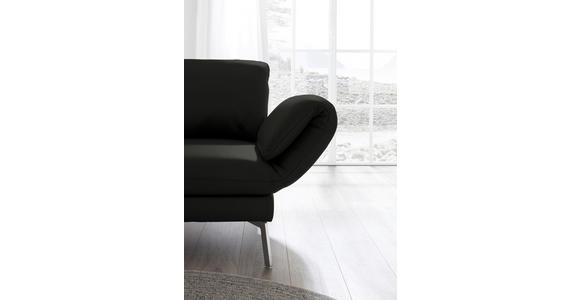 RÉCAMIERE in Echtleder Schwarz - Chromfarben/Schwarz, Design, Leder/Metall (209/85-109/95-16cm) - Dieter Knoll