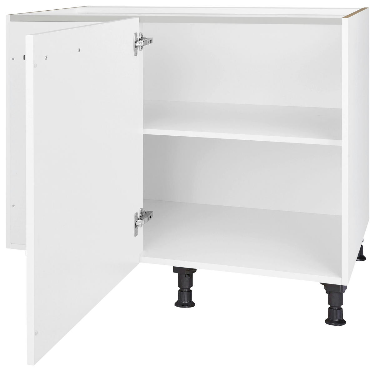 ECKUNTERSCHRANK 125/87/65 cm  - Edelstahlfarben/Weiß, MODERN, Holzwerkstoff/Metall (125/87/65cm) - Nobilia