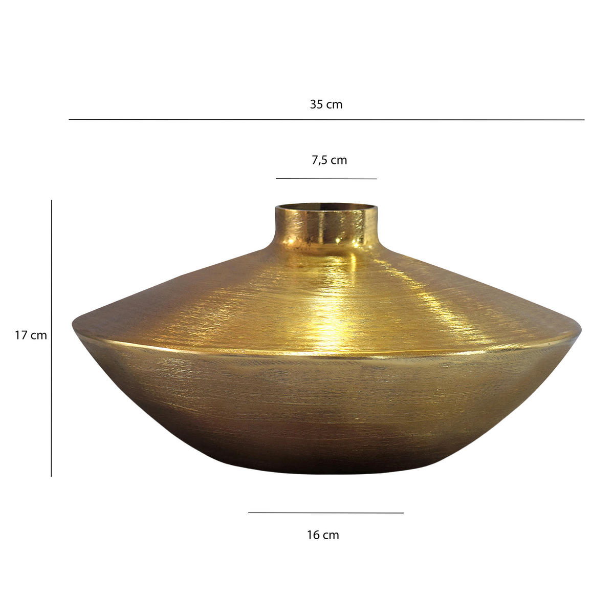 Vază 17 cm  - auriu, Design, metal (35/35/17cm) - MID.YOU